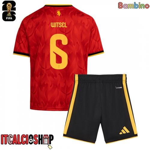 Belgio Axel Witsel #6 Prima Maglia Bambino Mondiali 2026 Manica Corta (+ Pantaloni corti)